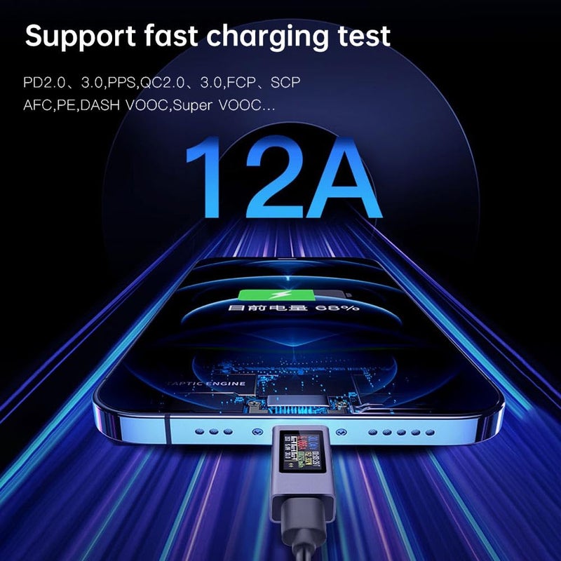 diymore USB C Power Meter Testers,USB-C Tester Color Screen,Digital Multimeter,Voltage Current Tester USB Battery Checker USB Voltage Current Voltmeter USB Mobile Testers USB Power Tester - Image 4